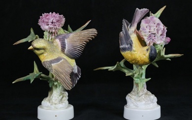 Royal Worcester Pair Goldfinch Figures