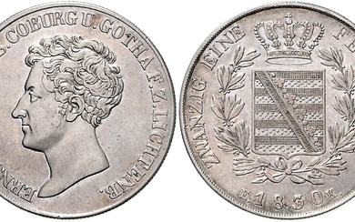 SACHSEN-COBURG-GOTHA, Ernst I., 1826-1844, Gulden =1/2 Konventionstaler 1830 EK