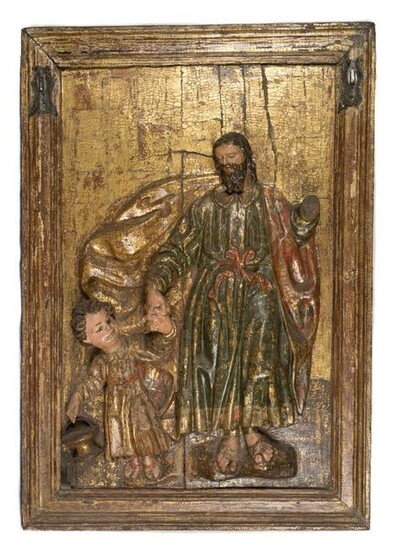 Saint Joseph and the Christ Child. Carved, gilded and