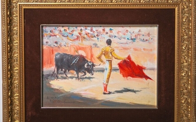 Sánchez Navarro, Vicente (1926 - 2077), "Arturo Blau", huile/noir, signature à gauche et à droite,...