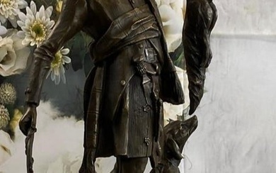 Scottish Hunter w/ Dog Bronze Sculpture