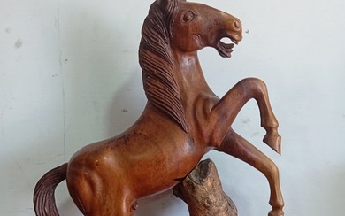 Sculpture, Cavallo Rampante - 52 cm - Wood