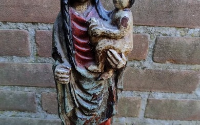 Sculpture, Madonna met kind - 31 cm - Wood