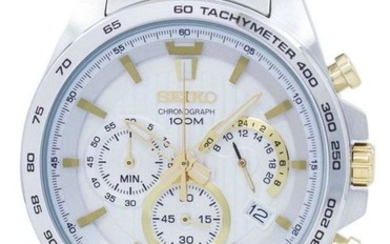 Seiko - Chronograph White/Silver 18Kt gold Watch Cal. 8T63 - Men - 2018