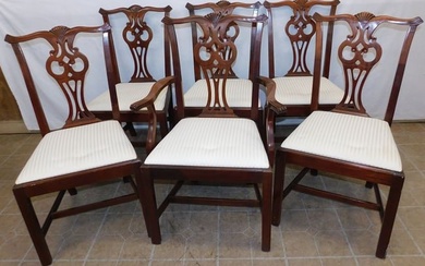 Set 6 Mahogany Chippendale Style Dining Chairs By Hickory Chair Co.