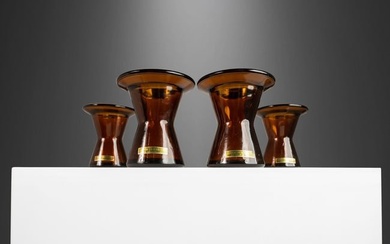 Set of Four (4) Mid Century Modern Glass Candle Holders by Jens Quistgaard for Dansk Designs