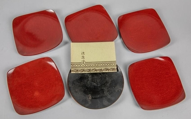 Set of Japanese Old Lacquer Disher