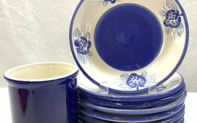 Set8 Italian Ceramic Plates, W Sonoma Spoon Holder