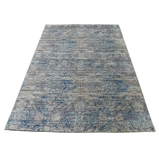 Silk With Oxidized Wool Denim Blue Erased Rossette