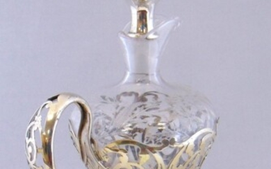 Silver and clear glass decanter