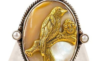 Sterling SIlver & Mother-Of-Pearl Cabochon Ring