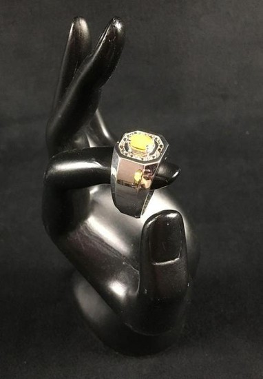 Sterling Silver Ring with Fake Opal Gem