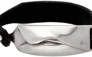 Sterling silver / leather bracelet by Finnish designer Björn Weckström for Lapponia.