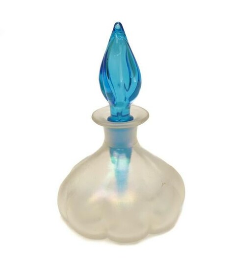 Steuben Verre De Soie Perfume Bottle Celeste Blue #1455