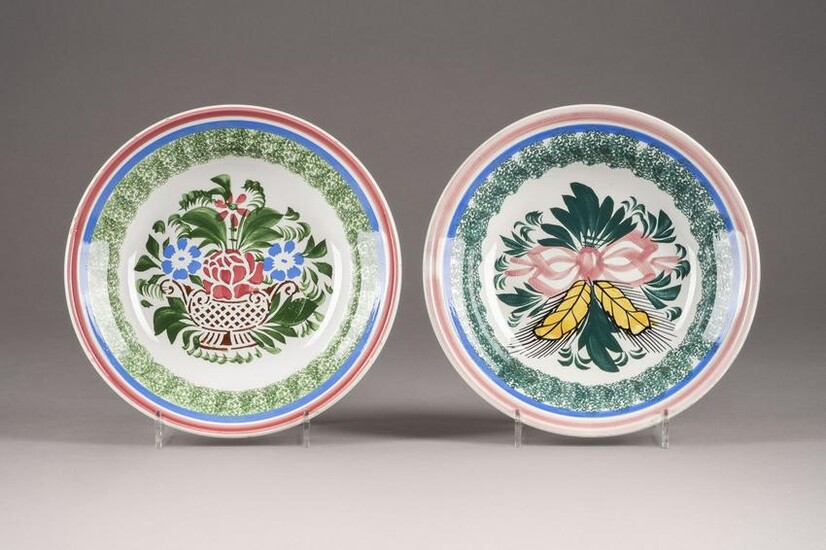 TWO FAIENCE PLATES