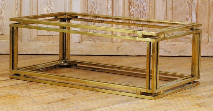 TWO TIER BRASS GLASS COFFEE TABLE C.1970