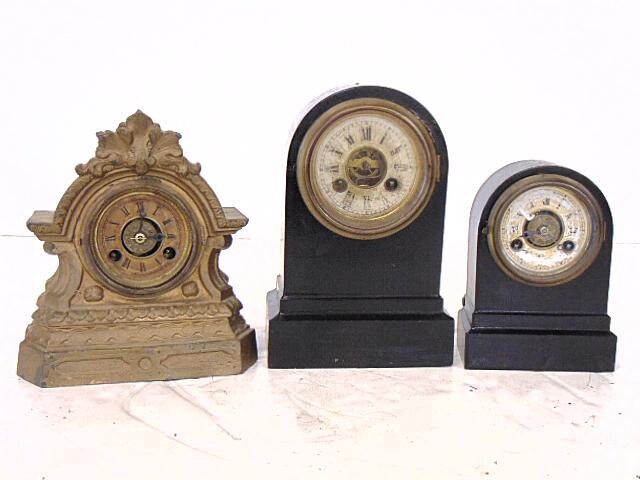 Terry Clocks- 3 Cast Iron, all running for time, Small