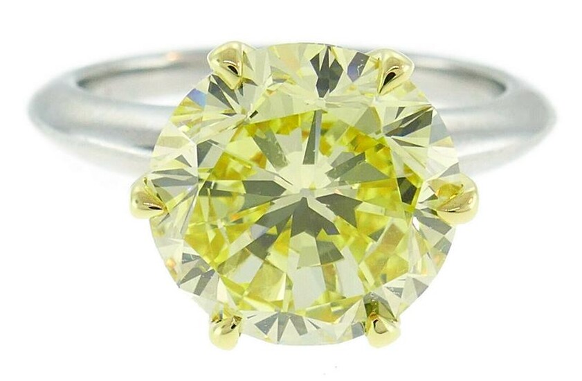 Tiffany & Co. Yellow Diamond Platinum RING 4.02-carat