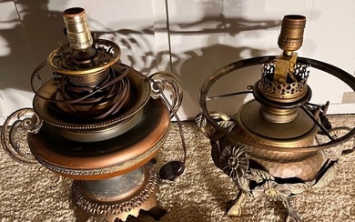 Two Antique Lamps with Shades