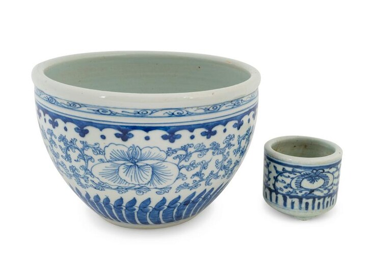 Two Chinese Blue and White Porcelain Scholarâ€™s
