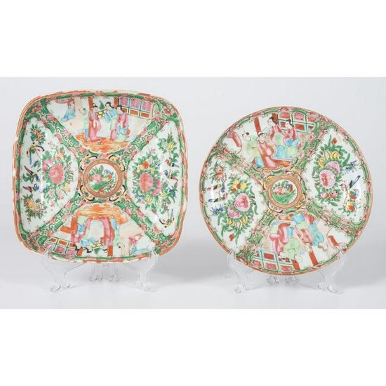 Two Rose Medallion Porcelain Dishes, One with