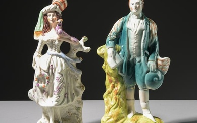 Two Staffordshire Figures - Man & Woman