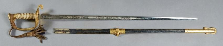 U.S. Navy Presentation Sword, with a brass mounted wire