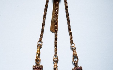VICTORIAN GOLD CHATELAINE WITH POCKET WATCH.