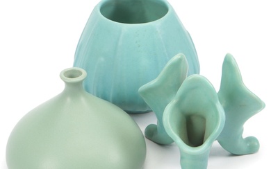 Van Briggle and Teco American Art Pottery Ceramic Matte Blue Green Vases