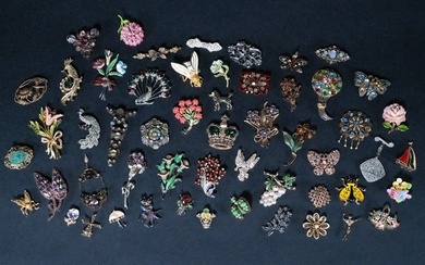 Vintage Costume Jewelry Brooch Collection Signed Over 50 Items