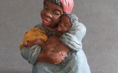 Vintage Figurine, Woman & Child, African American Figurine Old South 1989