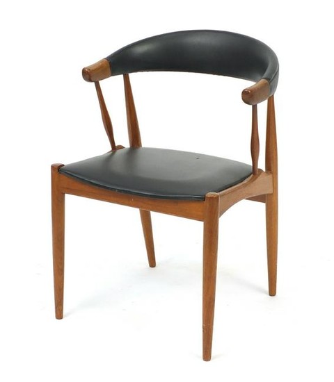 Vintage Scandinavian teak and leatherette chair, 74cm