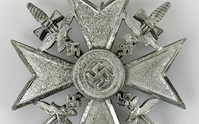 WW2 Luftwaffe Spanish Cross w/ Swords, Silver B&NL