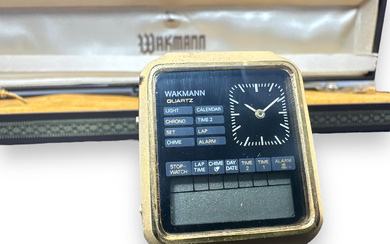 שעון אלגנטי לגבר אנלוגי דיגיטלי תוצרת Wakmann, שנות ה-80-70 -...