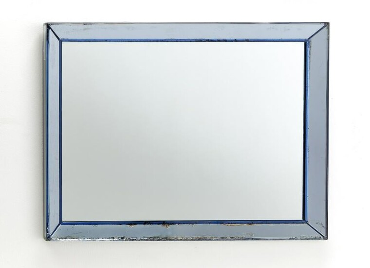 Wall mirror with light blue mirrored glass frame