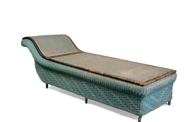 Wicker Daybed in Blue Paint.