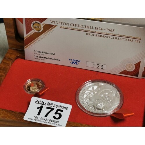 Winston Churchill South African 22ct Gold (3.93g) & Silver M...