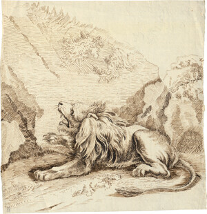 Winterhalder d. Ä., Josef - zugeschrieben – Vor einer Felswand liegender Löwe