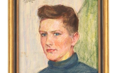Zuelzer, Gertrud Portrait eines jungen Mannes. 1954. Pastell auf Bütten, punktuell mit Wei&#223