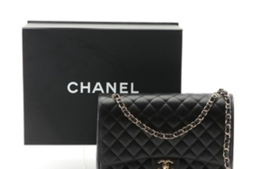 Chanel Black Caviar Calfskin Maxi Classic Flap Handbag