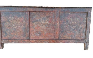 monastery table (1) - Cinnabar lacquer, Wood - Tibet - 19th century
