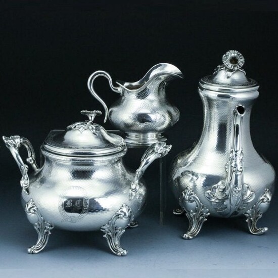European old silver coffee pot three-piece