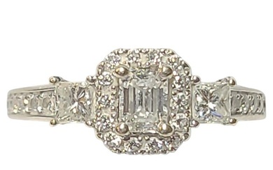1 Carat Leo Diamond Halo Cluster Engagement Ring in 14k White Gold