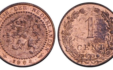 1 Cent Wilhelmina 1904. FDC (deels originele kleur).