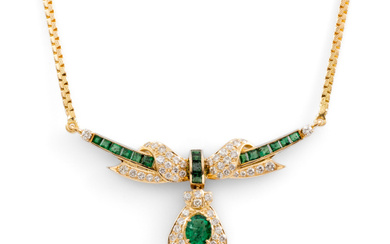 1.00ct Emerald and Diamond Necklace