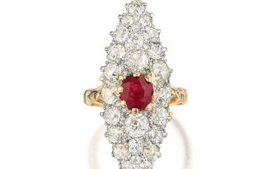 Antique Edward Farrell Ruby and Diamond Ring