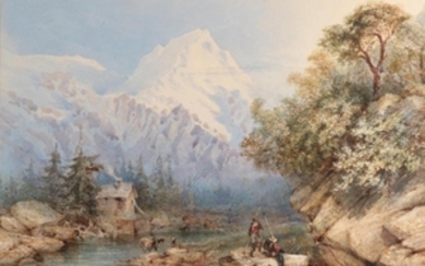 Attributed to Thomas Miles Richardson Jr. (1784-1848) Chamonix Valley Watercolour,...