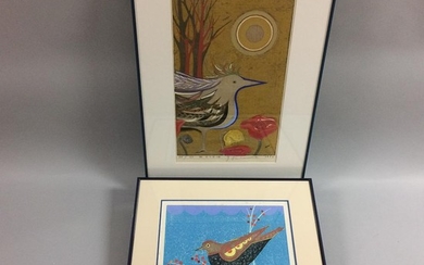 Four Yoshihara Kimura Bird Woodcuts, Japan, 1973-1976, woodblock print, ink and colors on paper, all signed in lower margin with title