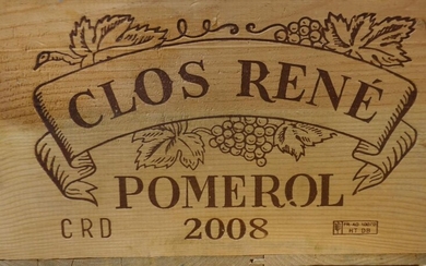 12 bouteilles CLOS RENE 2008 Pomerol Caisse bois d'origine