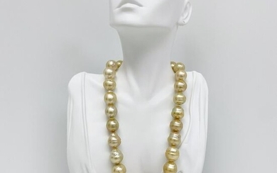 14-16mm South Sea Golden Circled Baroque Pearl Necklace